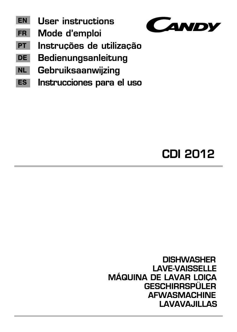 Page n°1 - Manuel utilisateur Candy CDI 2012/E-S