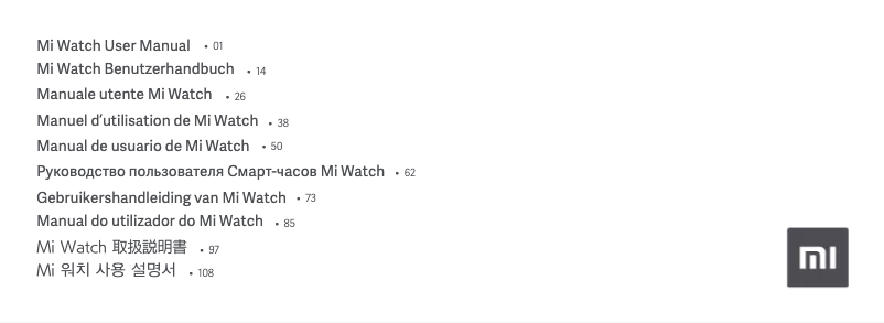 Image de la première page du manuel de l'appareil Mi Watch