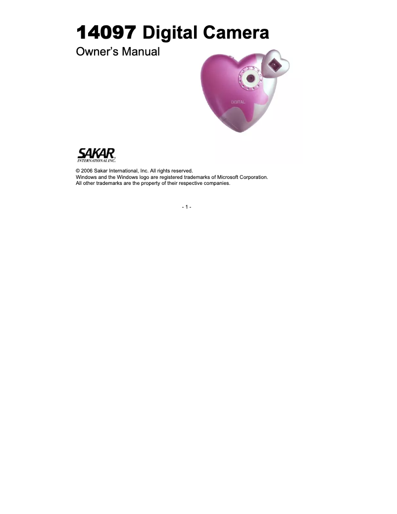 Page n°1 - Manuel utilisateur Sakar 14097