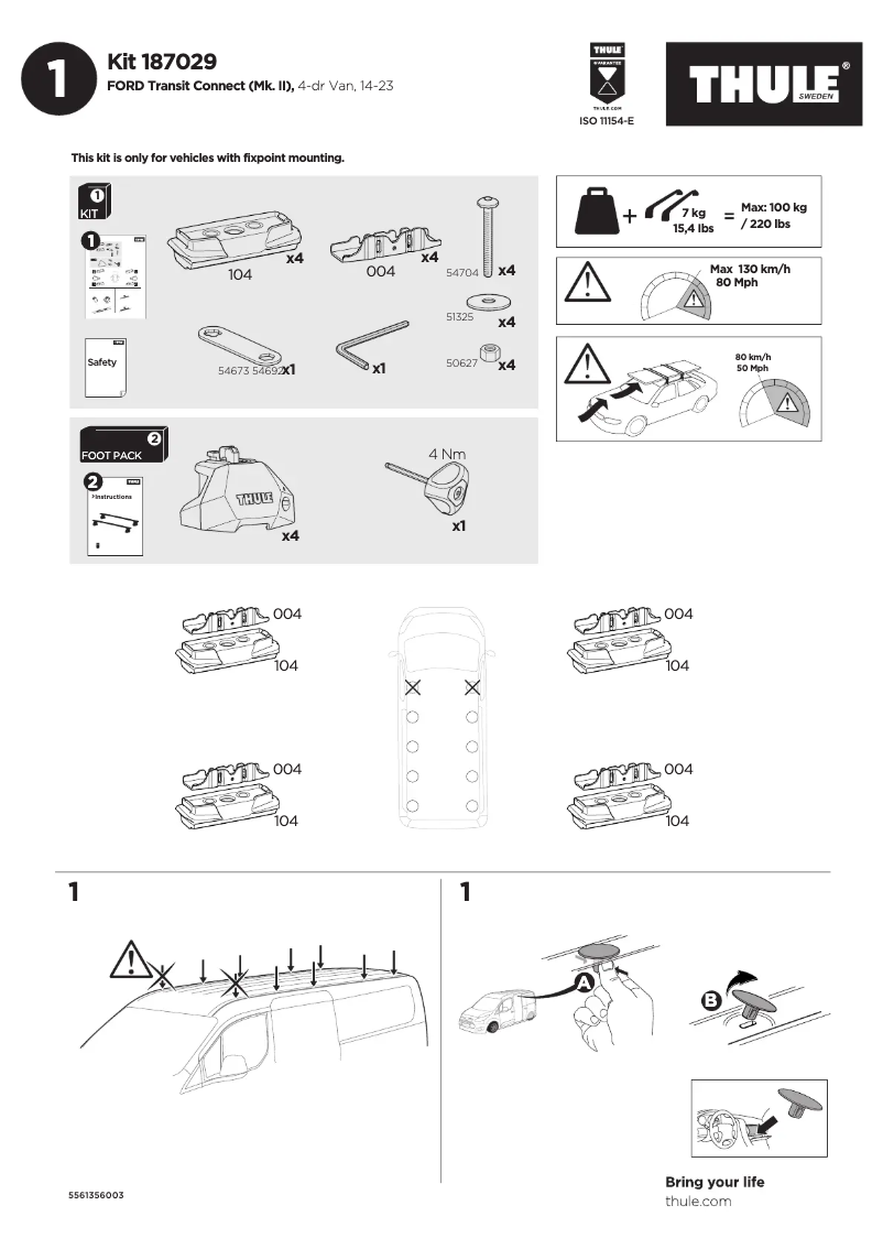 Página 1 del manual Manual de usuario Thule Kit 187029