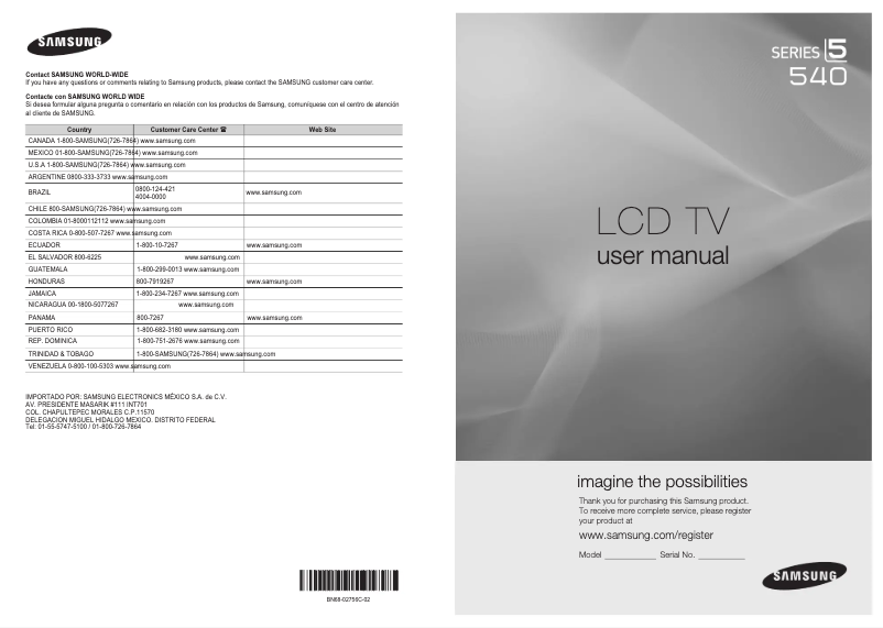 Image de la première page du manuel de l'appareil LN32C540