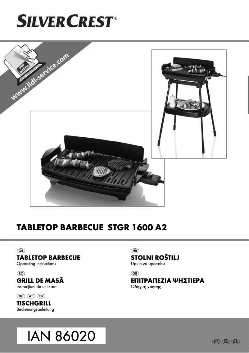 Page n°1 - Manuel utilisateur SilverCrest STGR 1600 A2