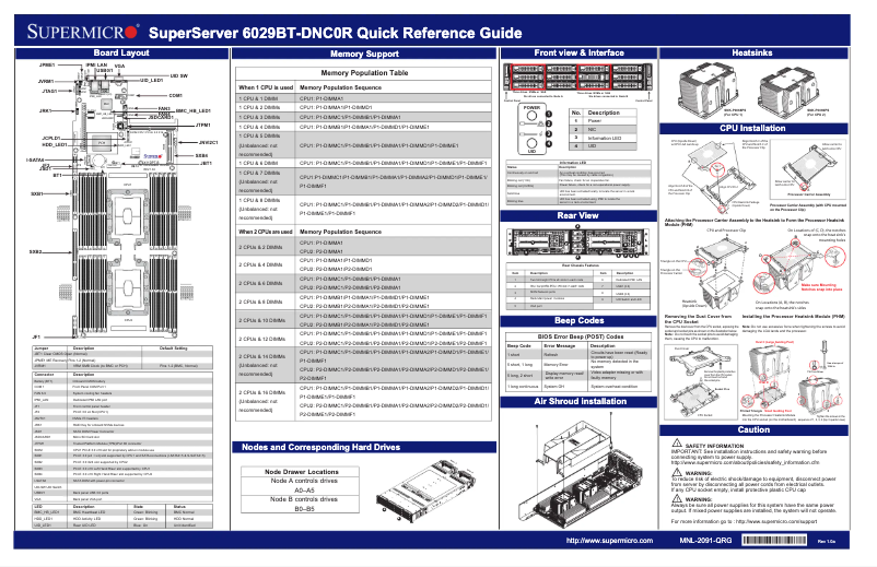 Page 1 de la notice Guide de démarrage rapide Supermicro SuperServer 6029BT-DNC0R