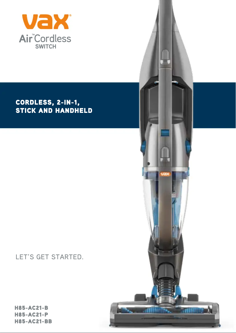 Page 1 de la notice Manuel utilisateur Vax Air Cordless Switch H85-AC21-B