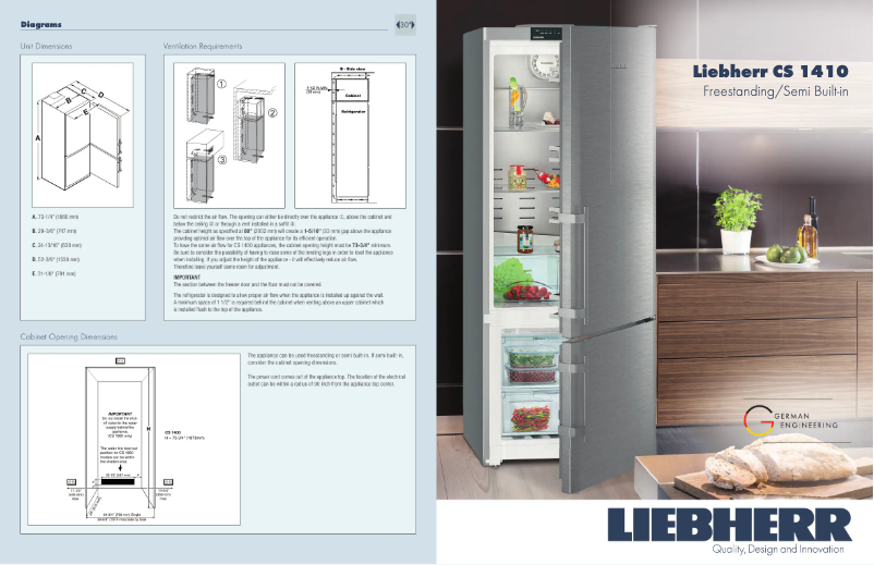 Page 1 de la notice Fiche technique Liebherr CS-1410