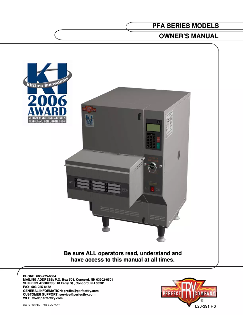 Page 1 de la notice Manuel utilisateur Perfect Fry PFH500