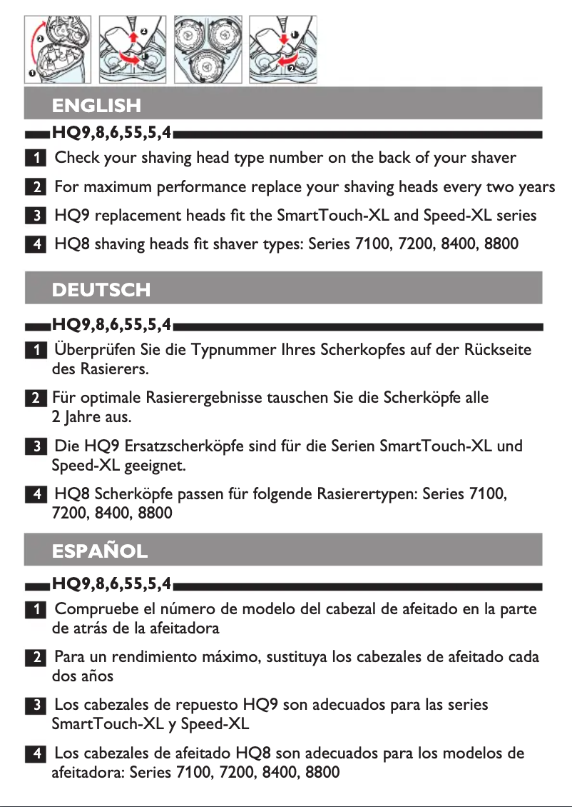 Image de la première page du manuel de l'appareil Norelco HQ55