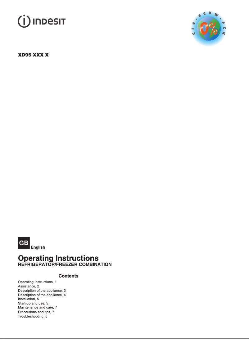 Image de la première page du manuel de l'appareil XD95 T1I W