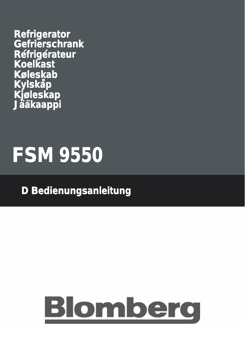 Page n°1 - Manuel utilisateur Blomberg FSM 9550