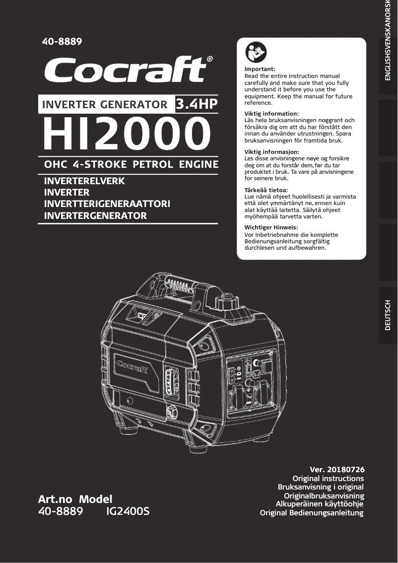 Page 1 de la notice Manuel utilisateur Cocraft HI 2000