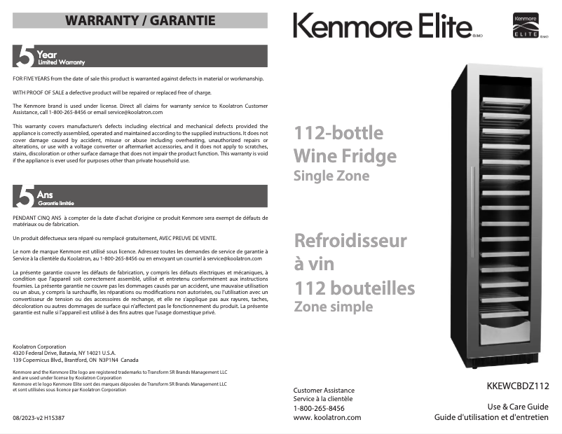 Image de la première page du manuel de l'appareil Elite KKEWCBSZ112
