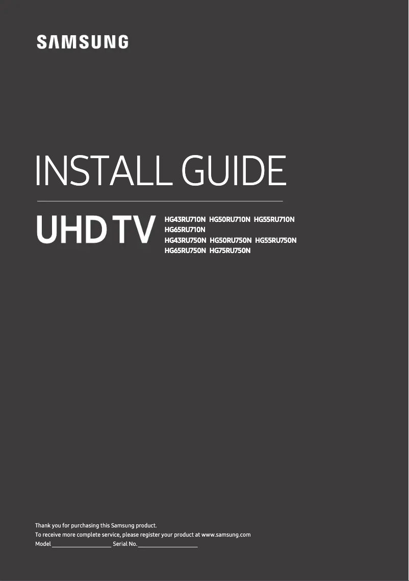 Page 1 de la notice Guide d'installation Samsung HG55RU750NF