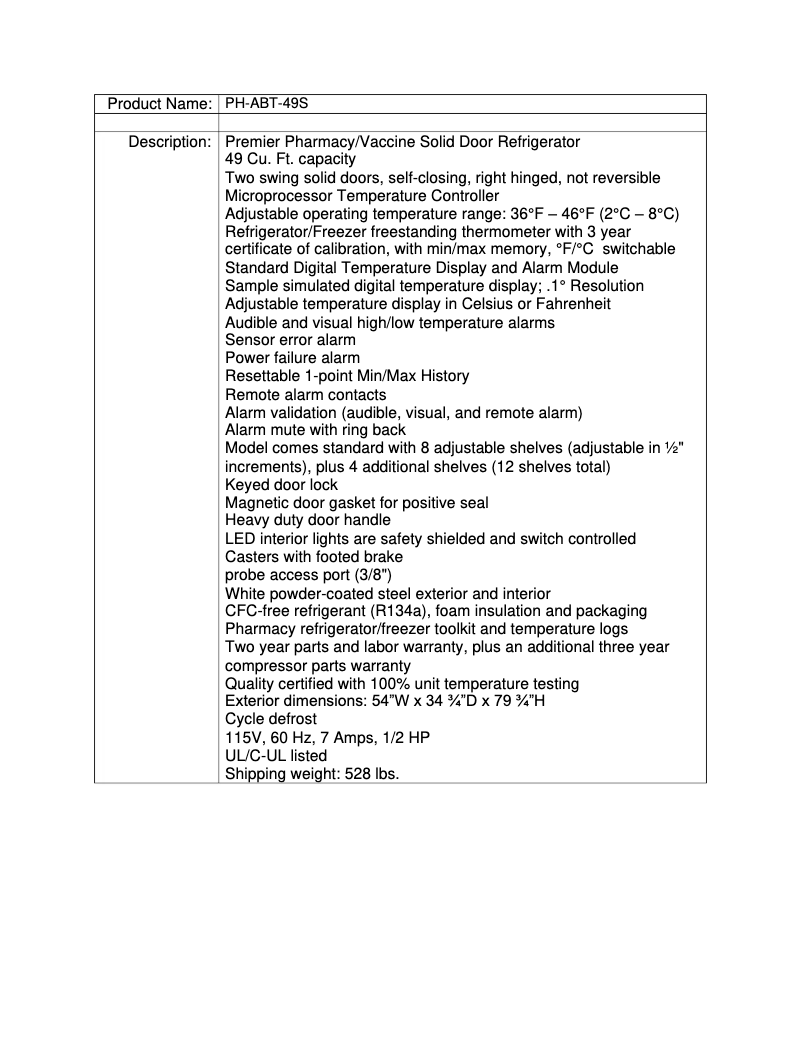 Page 1 de la notice Manuel utilisateur American BioTech Supply PH-ABT-49S