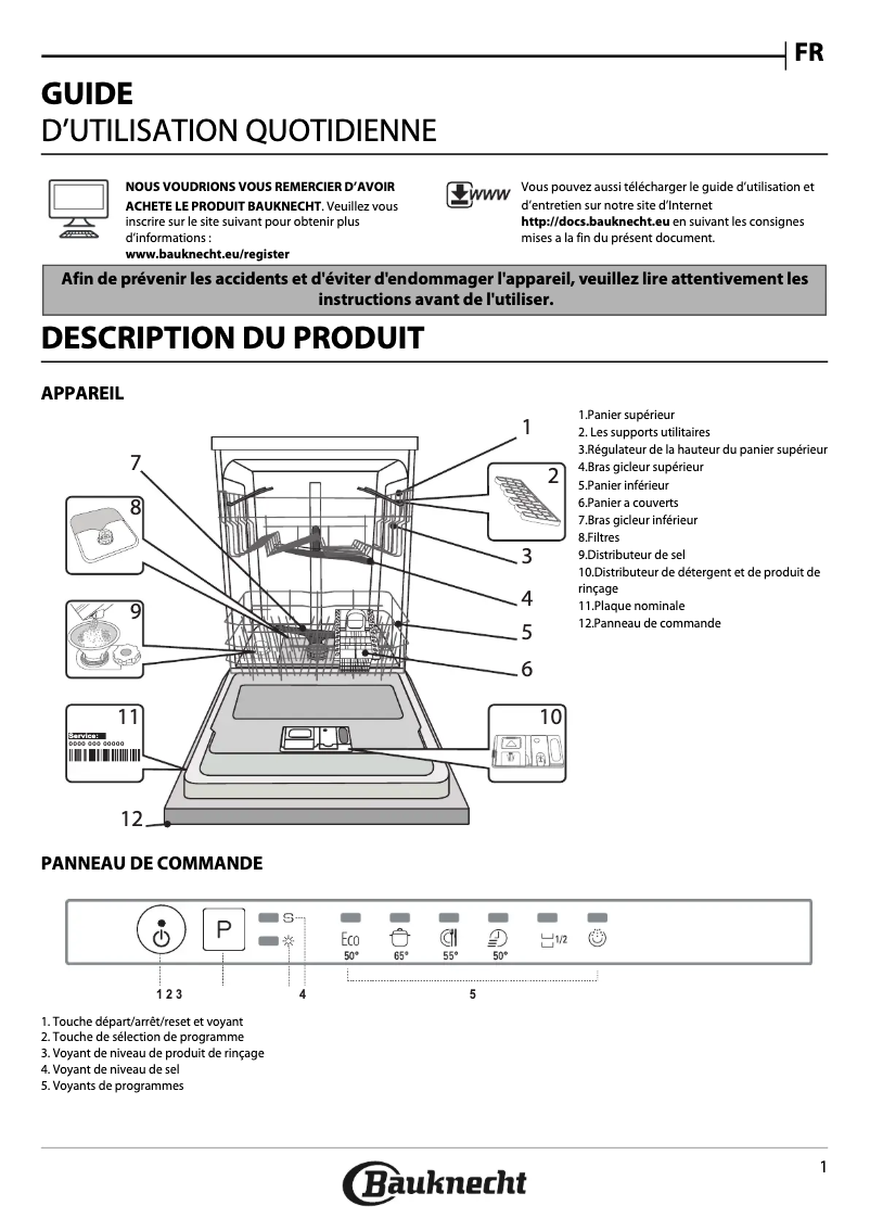 Página 1 del manual Manual de usuario Bauknecht BRIE 2B19 A