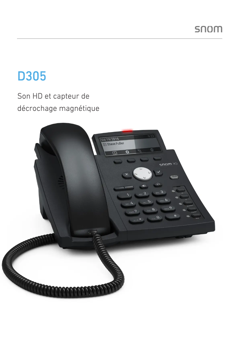 Page 1 de la notice Fiche technique Snom D3