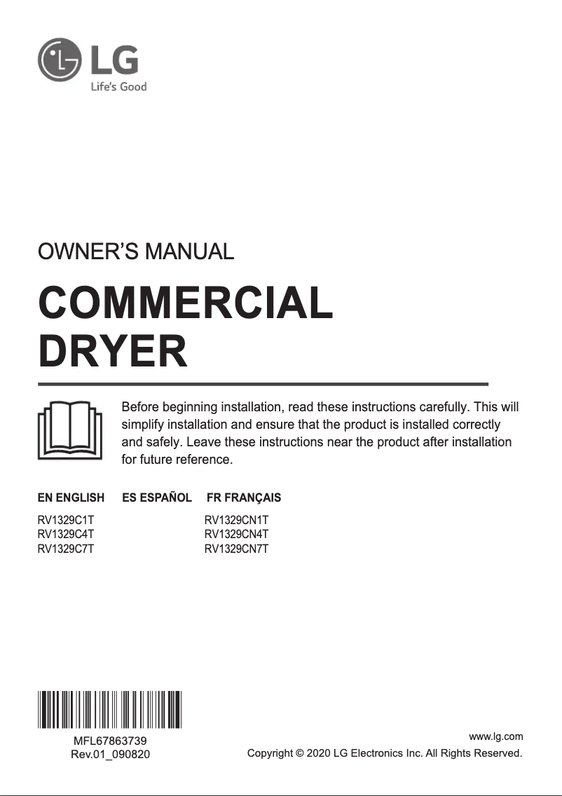 Page 1 de la notice Manuel utilisateur LG RV1329C4T