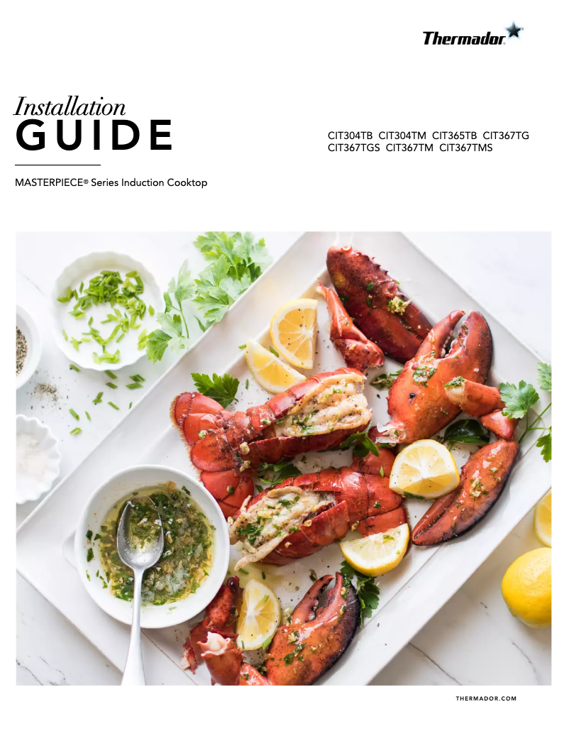 Page 1 de la notice Guide d'installation Thermador Masterpiece CIT365TB