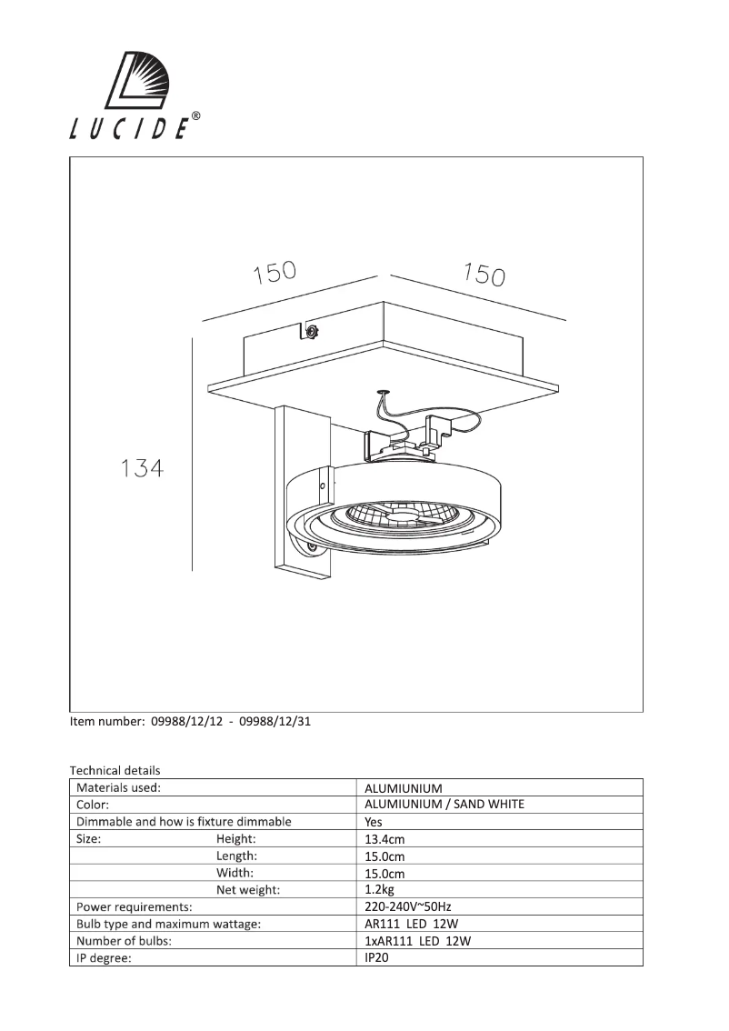 Page n°1 - Manuel utilisateur Lucide Spectrum 09988/12/12