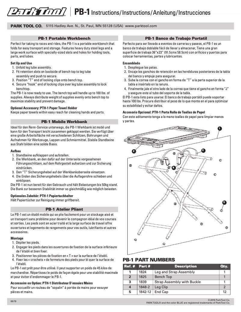 Page 1 de la notice Manuel utilisateur Park Tool PB-1