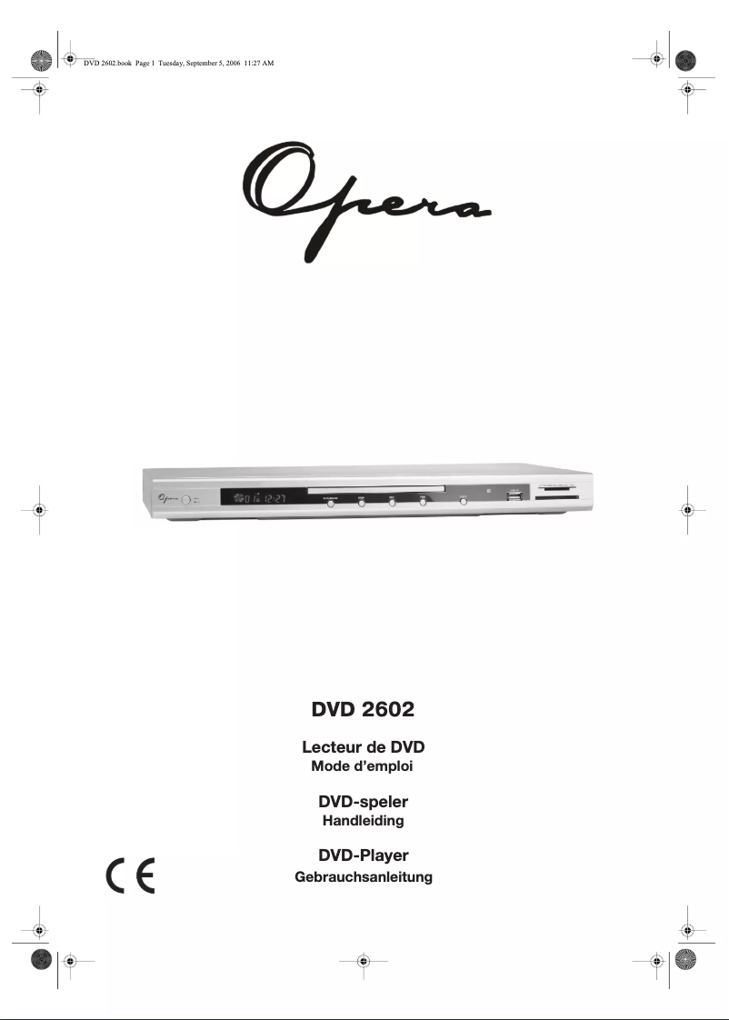 Page n°1 - Manuel utilisateur Opera DVD2602