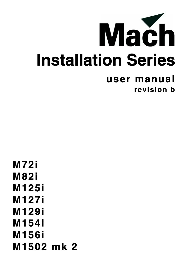 Page n°1 - Guide d'installation Martin Mach M1502mkII
