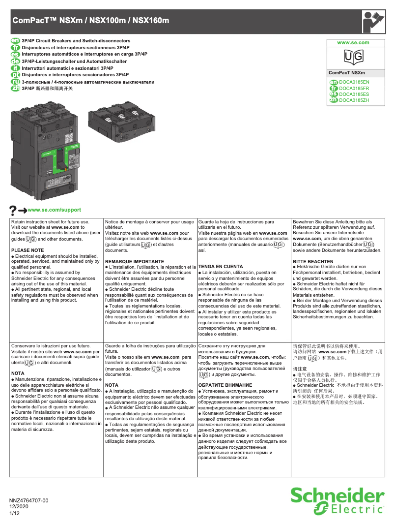 Page 1 de la notice Manuel utilisateur Schneider VW3A7736
