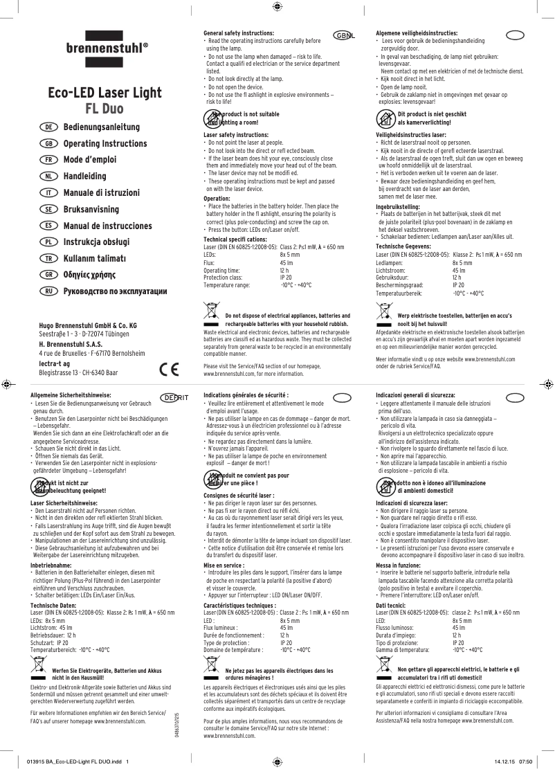 Page n°1 - Manuel utilisateur Brennenstuhl FL Duo