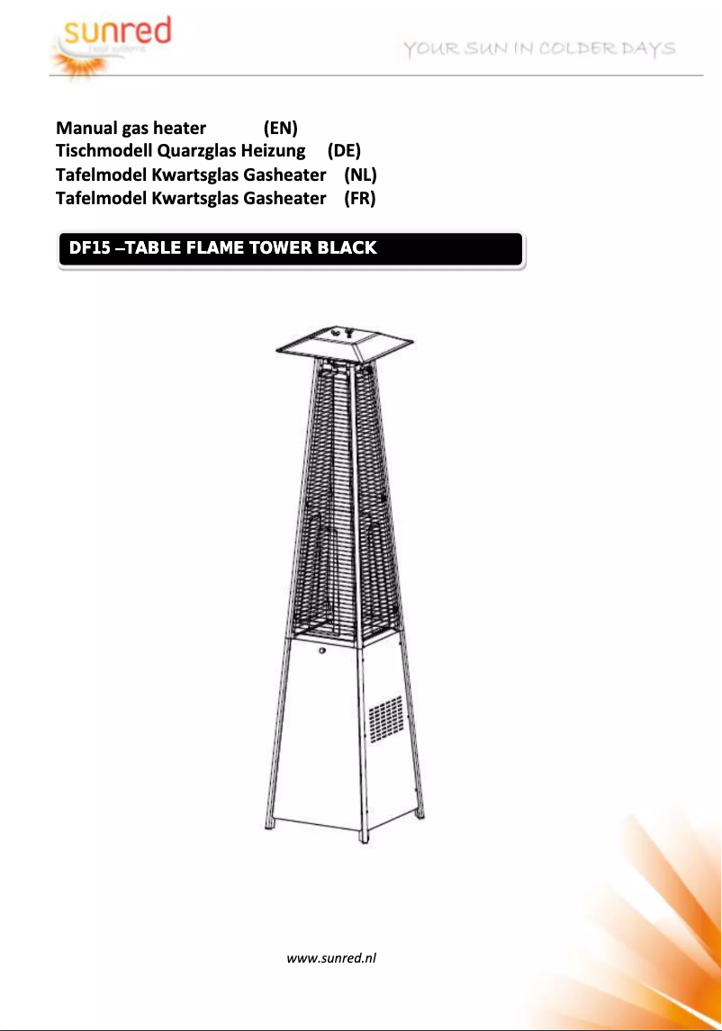 Page 1 de la notice Manuel utilisateur SunRed Flame Tower