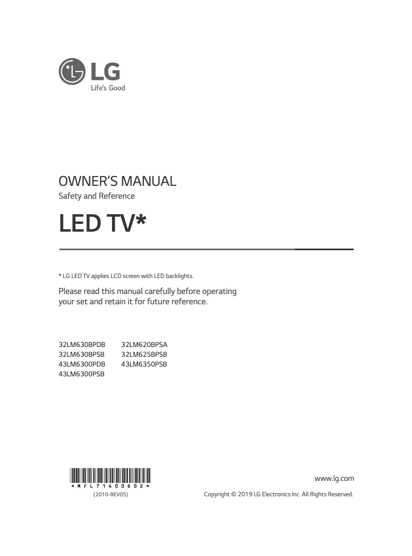 Página 1 del manual Manual de usuario LG 32LM630BPSB