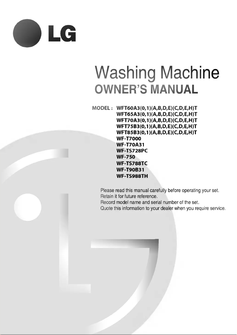 Page 1 de la notice Manuel utilisateur LG WF-TS728PC