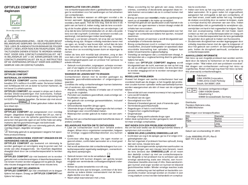Page 1 de la notice Manuel utilisateur Optiflex Comfort