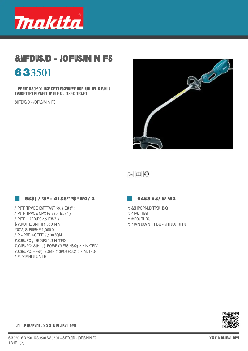 Page n°1 - Fiche technique Makita UR3501