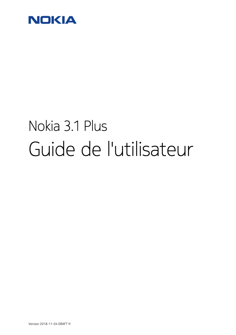 Page 1 de la notice Manuel utilisateur Nokia 3.1 Plus