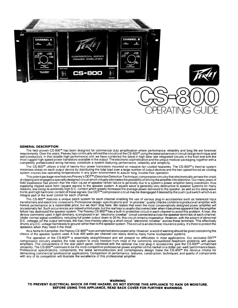 Image de la première page du manuel de l'appareil CS-800