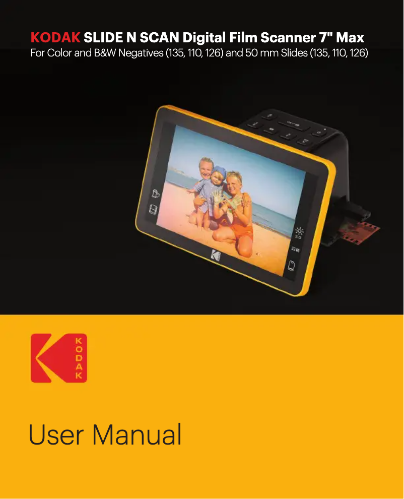 Page 1 de la notice Guide de démarrage rapide Kodak SLIDE N SCAN Digital Film Scanner 7" Max