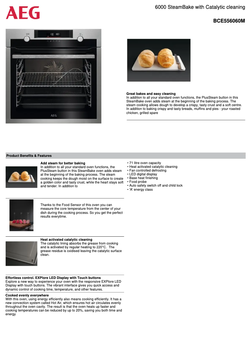 Page 1 de la notice Fiche technique AEG BCE556060M