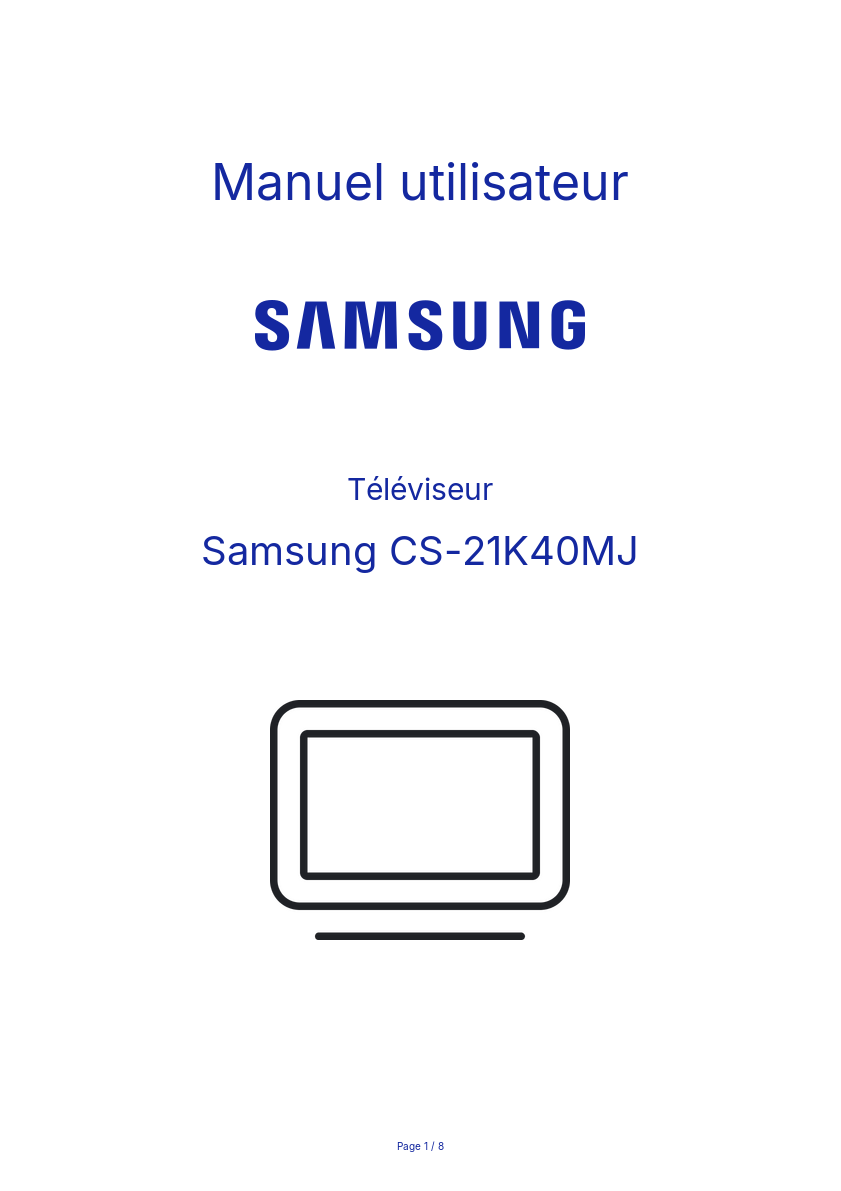 Page n°1 - Manuel utilisateur Samsung CS-21K40MJ