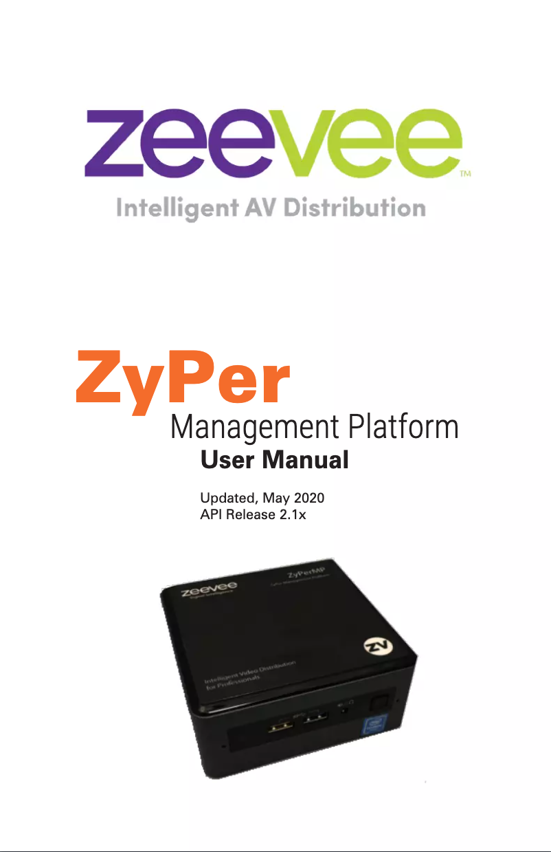 Page n°1 - Manuel utilisateur ZeeVee ZyPer