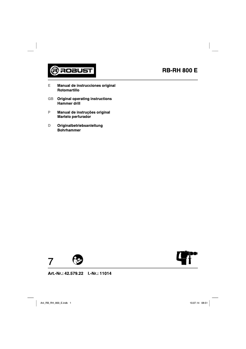 Image de la première page du manuel de l'appareil RB-RH 800 E