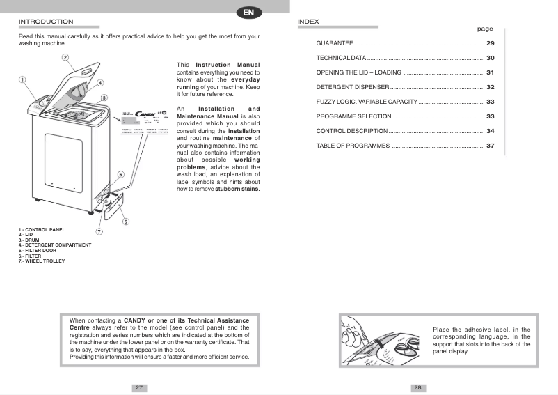 Page 1 de la notice Manuel utilisateur Candy LBCTL105TVES