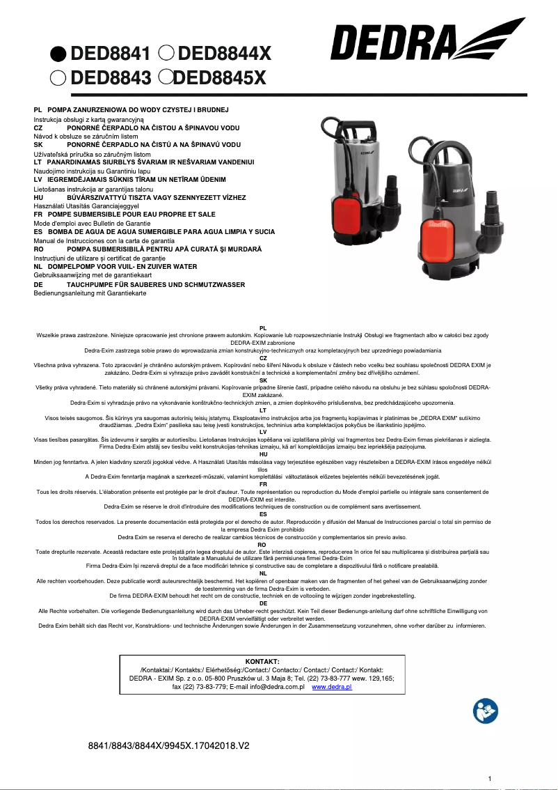 Image de la première page du manuel de l'appareil DED8841