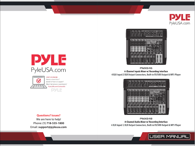 Page 1 de la notice Manuel utilisateur Pyle PMX648