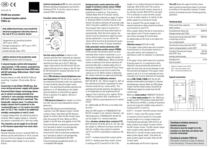 Page 1 de la notice Manuel utilisateur Eltako FSR14-2x