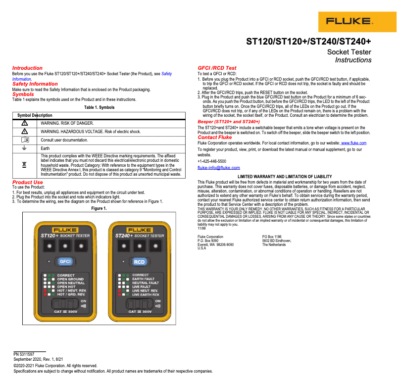 Page 1 de la notice Manuel utilisateur Fluke ST120+