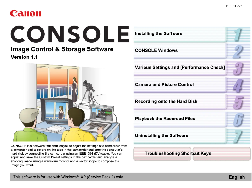Image de la première page du manuel de l'appareil CONSOLE Image Control & Storage Software v1.1