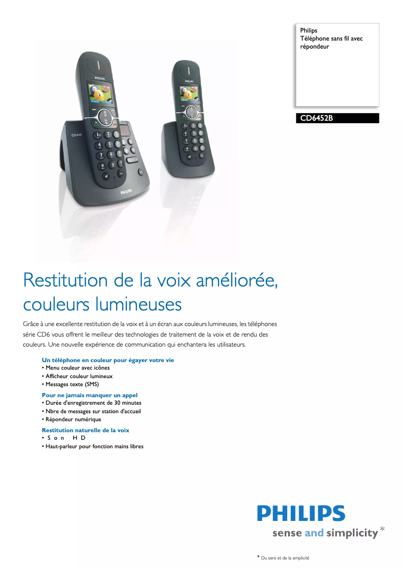 Página 1 del manual Ficha técnica Philips CD6452B