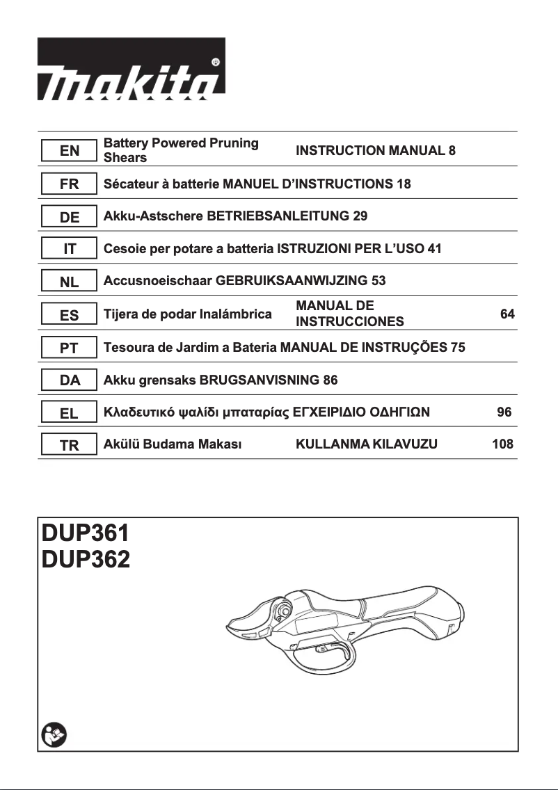 Page 1 de la notice Fiche technique Makita DUP361ZN