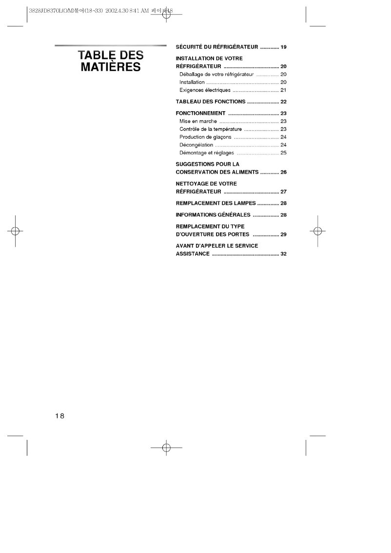Image de la première page du manuel de l'appareil GR-626RW