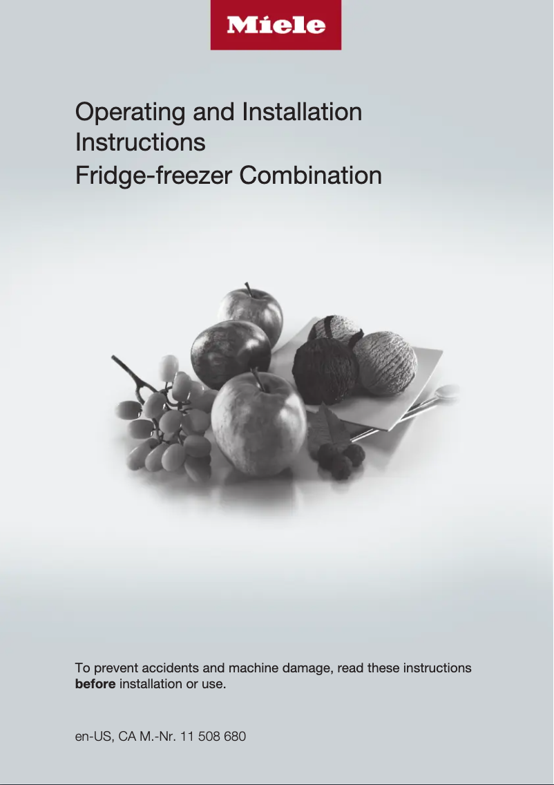 Page n°1 - Guide d'installation Miele KF 2812 SF