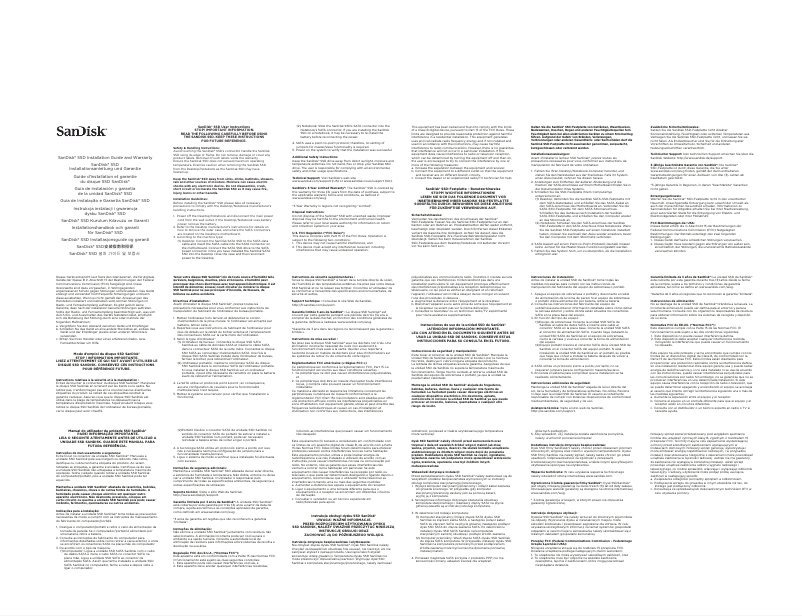 Page 1 de la notice Manuel utilisateur Sandisk 128GB SATA